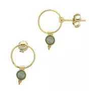 Boucles d'oreilles cercle évidé porte cabochon 4 mm Argent 925 Doré à l'or fin x2