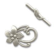 Fermoir T fleur 30x20 mm argenté vieilli x1|raw }}