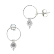 Boucles d'oreilles cercle évidé - porte cabochon 4 mm - Argent 925 x2