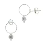 Boucles d'oreilles cercle évidé - porte cabochon 4 mm - Argent 925 x2