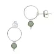Boucles d'oreilles cercle évidé - porte cabochon 4 mm - Argent 925 x2
