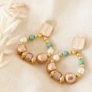 Clous d'oreilles carré en résine époxy 17x15 mm - Doré à l'or fin - Prune x2