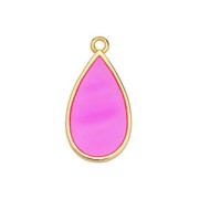Breloque goutte résine époxy effet vitrail 22.5x12 mm Doré à l'or fin - Fuchsia x1
