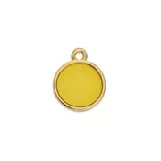 Mini breloque ronde résine époxy effet vitrail 11x8 mm Doré à l'or fin - Jaune x1