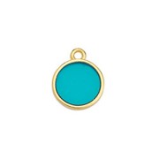 Mini breloque ronde résine époxy effet vitrail 11x8 mm Doré à l'or fin - Turquoise|raw }}