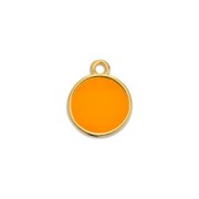 Mini breloque résine époxy effet vitrail 11x8 mm Doré à l'or fin - Orange Fluo x1|raw }}