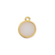 Mini breloque ronde résine époxy effet vitrail 11x8mm Doré à l'or fin - White Opal|raw }}
