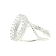 Bague réglable pour cabochon 18x13 mm - Placage Argent fin x1