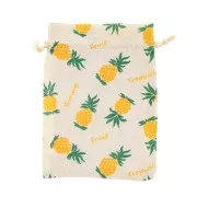 Pochon en coton motif ananas pour cadeau bijoux 130x170 mm - Vert - Jaune x1