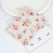 Pochon en coton motif fleurs pour bijoux 95x135 mm - Rose - Vert x1