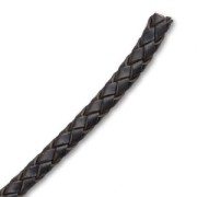 Cordon cuir tressé 3 mm Noir x 50 cm