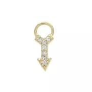 Breloque flèche avec oxydes de Zirconium 11x4 mm - Crystal - Plaqué Or 3 microns x1
