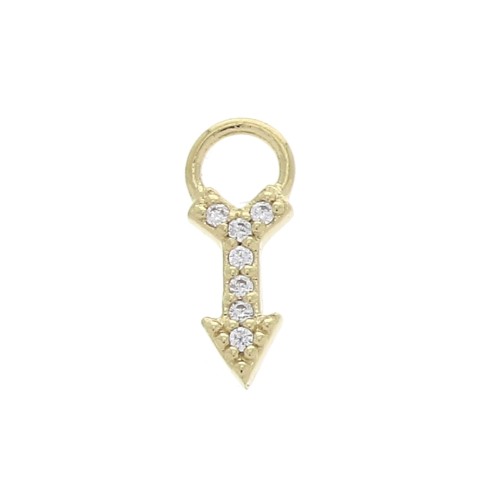 Breloque flèche avec oxydes de Zirconium 11x4 mm - Crystal - Plaqué Or 3 microns x1
