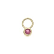 Mini breloque ronde avec oxyde de Zirconium 4 mm - Fuchsia - Plaqué Or 3 microns x1|raw }}
