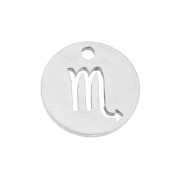 Breloque ronde - signe du zodiaque Scorpion 12 mm - Acier inoxydable x1|raw }}