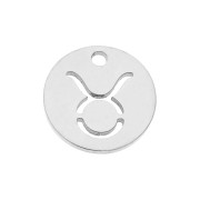 Breloque ronde - signe du zodiaque Taureau 12 mm - Acier inoxydable x1|raw }}