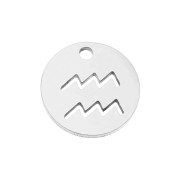 Breloque ronde - signe du zodiaque Verseau 12 mm - Acier inoxydable x1|raw }}