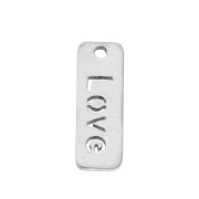 Breloque rectangle avec message 17x6 mm - Love - Acier inoxydable x1