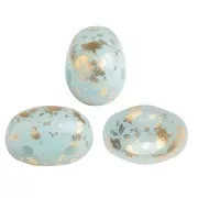 Perles en verre Samos® par Puca® 7x5 mm Opaque Light Aqua Gold Splash x10g