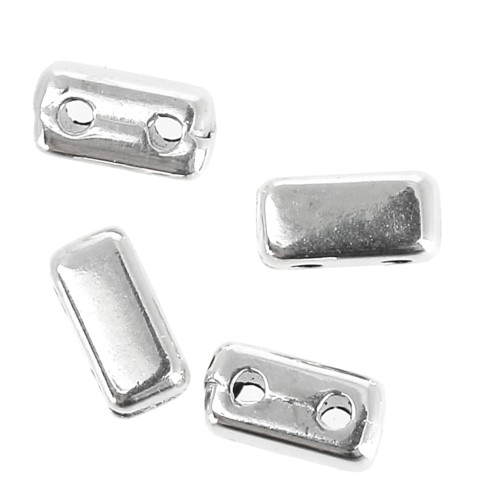 Perle en zamac Half Tila Beads 6x3 mm - Placage Argent fin vieilli x4