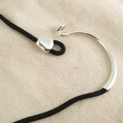 Intercalaire demi-bracelet 80 mm pour cordon 3 mm - Placage Argent fin vieilli x1