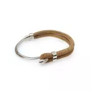 Intercalaire demi-bracelet travaillé 95 mm pour cordon - Placage Argent fin vieilli x1