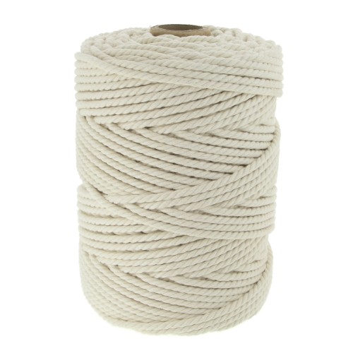 Bobine de cordon en coton pour macramé 3 mm - Ecru x100m