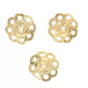 Coupelles filigranées - fleurs - 8 mm - Doré à l'or fin x6