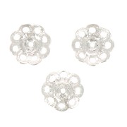 Coupelles filigranées - fleurs - 8 mm - Placage argent fin x6|raw }}