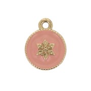 Breloque ronde travaillée motif étoile en résine époxy 12x10mm Doré - Baby rose x1