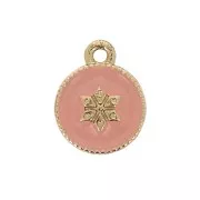 Breloque ronde travaillée motif étoile en résine époxy 12x10mm Doré - Baby rose x1