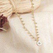 Breloque ronde travaillée motif étoile en résine époxy 12x10mm Doré - Baby rose x1