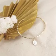 Breloque ovale motif petits points en résine époxy 14x9 mm - Doré - Mint x1