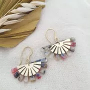 Pendentif éventail - demi soleil 12x25 mm - Doré x1