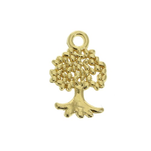 Breloque arbre de vie 13x8 mm - Doré à l'or fin x1