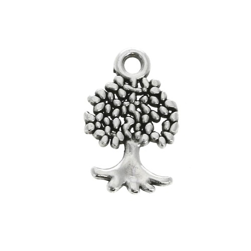 Breloque arbre de vie 13x8 mm - Placage Argent fin vieilli x1