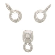 Boules métal attache breloques 6x4 mm Rhodié x6