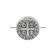 Perle ronde 9 mm - Symbole religieux - Placage Argent fin vieilli x1
