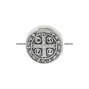 Perle ronde 9 mm - Symbole religieux - Placage Argent fin vieilli x1