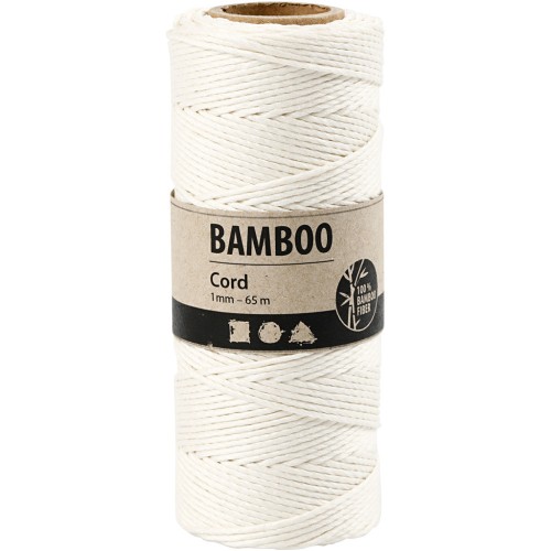 Bobine de 65 mètres de fil de bambou 1 mm - Blanc