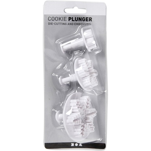 3 emporte-pièces poussoir pour pâte polymère - Flocon de neige 32-48-65 mm
