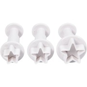 3 emporte-pièces poussoir pour pâte polymère - Etoiles 21-23-26 mm