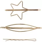 Barrettes plates originales pour cheveux - Doré x3