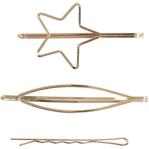 Barrettes plates originales pour cheveux - Doré x3