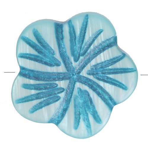 Fleurs Nacre 15 mm Turquoise x4