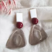 Perle en résine opaque 14 mm - Rouge corail x1