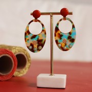 Cabochon rond en résine opaque 12 mm - Rouge corail x1