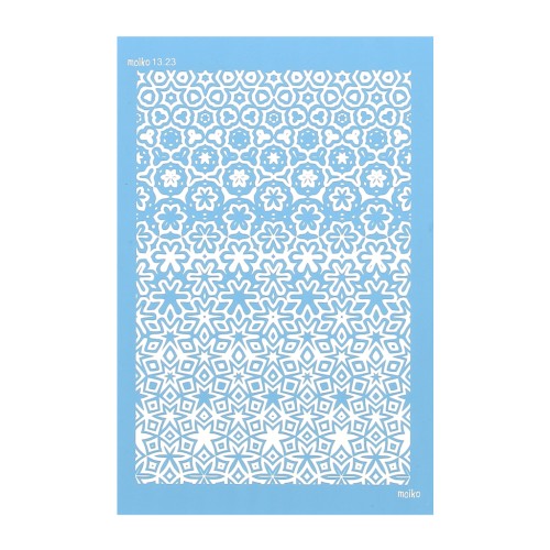 Silk Screen Moiko pour Pâte polymère 74x105 mm - Motif flowers 13.23