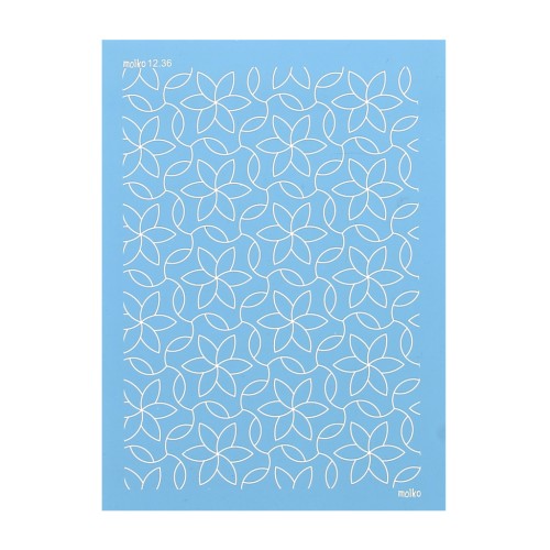 Silk Screen Moiko pour Pâte polymère 74x105mm - Motif Moyenne fleurs évidées 12.36