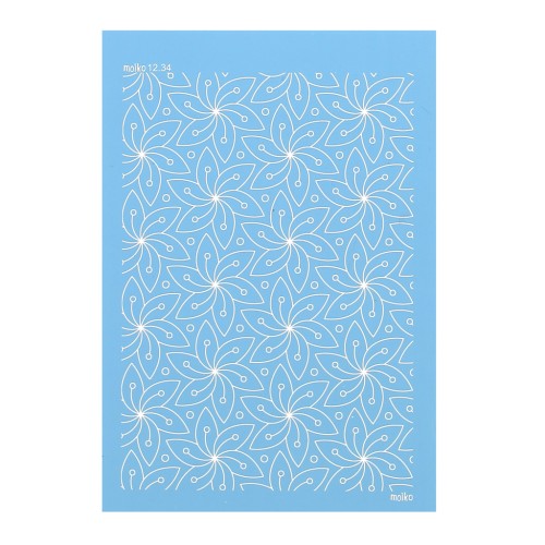 Silk Screen Moiko pour Pâte polymère 74x105 mm - Motif Fleurs évidées 12.34